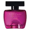 Vidro quadrado roxo com tampa retangular preta e letras laranjas contendo 100ml de desodorante colônia Coffee Woman Seduction.