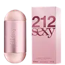 Frasco de perfume Carolina Herrera 212 Sexy, com formato cilíndrico e tampa arredondada, em tons de rosa claro. O rótulo exibe o nome da fragrância em letras prateadas.