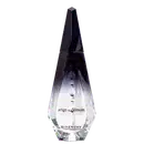 Perfume em frasco de vidro transparente com formato piramidal alongado. A parte superior é escura, em tom roxo profundo. O frasco tem um rótulo branco na base com o texto "ange ou démon" e o logotipo "GIVENCHY" abaixo.