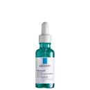 Frasco de vidro verde com conta-gotas branco contendo o sérum Effaclar Ultra Concentrado da marca La Roche-Posay, um produto antiacne com ácido salicílico e ácido glicólico.