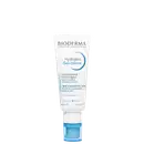 Frasco branco de gel-creme hidratante da marca Bioderma, com rótulo azul e branco indicando o nome "Hydrabio Gel-creme" e informações sobre o produto, como "Soin hydratant texture légère" e "Peau sensibles normales à mixtes".