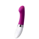 Este é um vibrador pessoal de silicone na cor roxa intensa. Possui um formato alongado e arredondado em uma extremidade. A base é branca e apresenta o logotipo "LELO" gravado. Há também alguns botões ou controles visíveis na base branca.