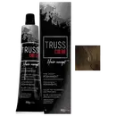 Trata-se de um produto de coloração permanente para cabelos da marca TRUSS COLOR, apresentado em um tubo de 60g e uma caixa preta com detalhes em vermelho, exibindo informações sobre o conceito de cor para cabelos.