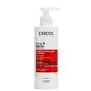 Frasco branco com bomba doseadora da marca Dercos Technique, contendo shampoo estimulante antiqueda com Aminexil, Niacinamida, AHA e Vitamina E, para reduzir a queda e aumentar o volume dos cabelos.