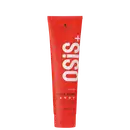 Tubo plástico vermelho com o nome "Osis+" em letras brancas grandes. Abaixo está escrito "ROCK HARD" e "INSTANT HOLD GLUE" em letras menores, indicando que é um gel fixador de cabelo de alta fixação. O tubo tem 150ml.