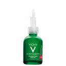 Frasco de sérum Normaderm Probio-BHA da Vichy, com embalagem verde e branca, contendo informações sobre o produto anti-imperfeições.