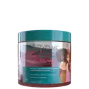 A imagem mostra a Geleia Modeladora e Hidratante Capilar Inoar Meu Cacho, Meu Crush Teen Duomix 500g, embalagem plástica com formato circular. Traz ilustração de meninas com cabelos cacheados. As cores predominantes são verde, rosa e branco.