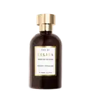 Perfume intenso Felisa Velvet Tobacco em frasco de vidro âmbar de 100ml. Embalagem cilíndrica com tampa dourada. Rótulo retangular dourado com texto "Eau de Felisa Parfum Intense Velvet Tobacco" em letras brancas.