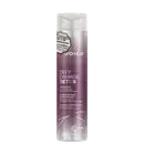 Shampoo detox Defy Damage da marca Joico. Embalagem cilíndrica roxa com detalhes prateados. Rótulo indicando que remove metais, minerais traço e cloro dos cabelos. Volume de 10.1 fl oz / 300ml.