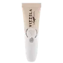 A imagem mostra uma embalagem de balm labial metade branca, inclusive a tampa e metade bege.