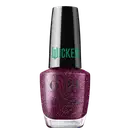 Produto de esmalte de unhas OPI da linha Wicked. Frasco de vidro transparente com tampa preta. O esmalte tem uma cor roxa/vinho brilhante. O rótulo exibe o logotipo OPI em letras pretas, com o nome "Wicked" em verde na tampa.