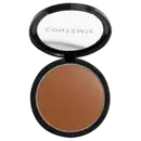 A imagem mostra uma embalagem aberta de bronzer cremoso. A embalagem é preta com parte transparente e o logo da marca em branco.