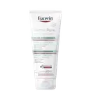 Eucerin Dermo Pure Oil Control, um creme corporal em embalagem branca com detalhes em vermelho e verde, projetado para pele oleosa com imperfeições e manchas pós-acne.