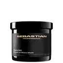Frasco preto de máscara para cabelos da marca Sebastian Professional, com rótulo dourado indicando "Dark Oil Smooth & Shine Mask" e a capacidade de 500 ml.