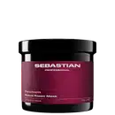Frasco de máscara de reparação de resgate da marca Sebastian Professional, com embalagem preta e vermelha escura, contendo 500 ml de produto.