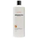 Frasco branco com rótulo preto da marca Sebastian Professional, contendo condicionador da linha Potion 9 para cabelos nutridos e maleáveis.