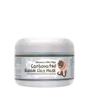 Frasco branco com rótulo da marca Elizavecca apresentando um produto de máscara de argila efervescente "Milky Piggy Carbonated Bubble Clay Mask", com ilustração de um porquinho rosa.