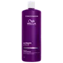 Frasco de condicionador da linha Ultimate Color da Wella Professionals, com 1 litro de volume, embalagem roxa com logo da marca, contendo informações sobre os benefícios do produto.