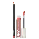 Lápis Labial Velvet Teddy (bege profundo) e Gloss Labial Air Non-Sticky na cor Casual (pêssego escuro) da marca M·A·C.