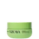 Embalagem verde-clara em formato de pote contendo a inscrição "VIZCAYA" e "máscara nutrição intensiva" em preto. O produto é destinado a cabelos cacheados e crespos.
