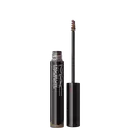 Frasco preto com aplicador em espiral. Produto para sobrancelhas em tom marrom, com embalagem cilíndrica e tampa preta destacada.