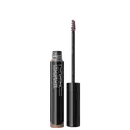 Pro Brow Whipscramouse M·A·C em embalagem cilíndrica preta com aplicador em espiral. Produto em tom marrom, apresentado com frasco aberto e tampa destacada, ideal para definição de sobrancelhas.