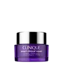 Frasco de creme facial da marca Clinique, na cor roxa, com rótulo destacando "smart clinical repair" e "collagen + PDRN cream".