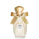 Eau de Parfum Tenue de Soirée da Annick Goutal em frasco de cristal transparente com tampa dourada esférica. Apresenta laço de fita bege e rótulo circular branco com detalhes florais dourados.
