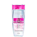 Frasco de 200ml de Água Micelar da L'Oréal Paris, com solução de limpeza 5 em 1 que remove 96% das impurezas, sem deixar resíduos. Embalagem de plástico transparente com tampa rosa e rótulo branco com o logo da marca.