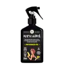 Frasco preto com rótulo em preto e branco, contendo um spray de reparação total chamado "Morte Súbita" da marca Lola From Rio, com informações sobre os ingredientes e uso diário.