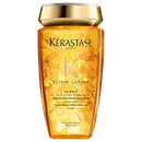 Frasco de shampoo da marca Kérastase Paris, com design dourado e rótulo destacando o nome "Elixir Ultime" e a descrição "Shampooing à l'huile sublimatrice", indicando um shampoo com óleo sublimador. O frasco possui 250 ml de capacidade.