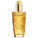 Frasco de óleo capilar Kérastase Elixir Ultime, com embalagem dourada e brilhante, apresentando o logotipo da marca e o nome do produto em destaque.