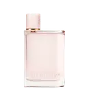Frasco de perfume Burberry de cor rosa pálido com tampa dourada. O rótulo em destaque exibe o nome da marca "BURBERRY" em letras brancas.