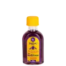 Frasco de vidro roxo com tampa amarela da linha Pinga! da marca Lola From Rio, contendo óleo de Açaí e Pracaxi, com rótulo destacando o nome do produto e seus ingredientes.