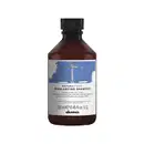 Frasco de shampoo Davines Naturaltech Rebalancing, com 250 ml, embalagem de plástico marrom escuro, rótulo com ilustração de balança e texto em inglês, francês e italiano.