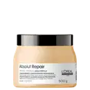 Tratamento condicionador profissional Absolut Repair da L'Oréal Professionnel, em embalagem de 500g, com fórmula à base de proteína e ômega-9 para reparação instantânea de cabelos secos e danificados.