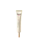 Bisnaga de item de perfumaria da marca Eucerin, com rótulo em tons de azul e vermelho, contendo texto "Hyaluron-Filler" e "Olhos Pró".