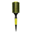 Escova de cabelo redonda preta e amarela com cerdas verdes, com o nome "VERITX" impresso no cabo. O produto parece ser uma escova de cabelo com design moderno e cores contrastantes.