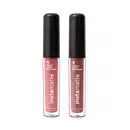 Dois batons líquidos mate Instamatte Quem Disse, Berenice? em tubo transparente para mostrar a cor do produto, tampa preta e letras brancas, sendo o Rosetali na cor rosa e o Castanheli na cor marrom claro.
