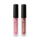 Dois batons líquidos mate Instamatte Quem Disse, Berenice? em tubo transparente para mostrar a cor do produto, tampa preta e letras brancas, sendo o Castanheli na cor castanha e o Roseirali na cor rosa.