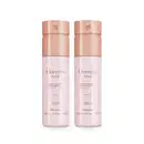 Dois frascos rosa de 100ml de body sprayl da marca Floratta Rose, com tampa dourada e texto em letras douradas,