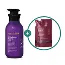 Imagem de duas embalagens contendo loção hidratante corporal Nativa SPA: um frasco roxo com tampa dosadora da linha Orquídea Noire e um sachê vinho da linha Ameixa Negra.