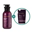 Imagem de duas embalagens contendo loção hidratante corporal Nativa SPA, sendo um frasco roxo com bomba dosadora preta da linha Ameixa Negra e um sachê roxo da linha Uva Merlot.