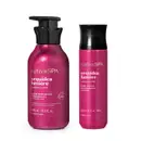 Imagem de dois produtos Nativa SPA Orquídea Lumière, sendo um creme perfumado desodorante de 400ml e um body splash de 200ml. As duas embalagens são rosa-claro com tampa preta e letras amarelo-claro.