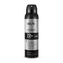 Frasco preto e prateado com letras brancas e pretas contendo 90g/150ml de antitranspirante aerossol jato seco da marca Men Invisible Protect.