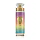 Imagem do frasco de body splash Dream Viagem Encantada, em embalagem cilíndrica com tampa transparente e válvula spray dourada. O rótulo é volorido em tons de roxo, rosa e azul e traz um balão ilustrativo. O recipiente conta com 200ml de produto.