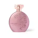 Frasco de perfume Floratta Rose Bouquet, com design floral em relevo na embalagem rosa metálica. Apresenta tampa decorativa em formato de flor.
