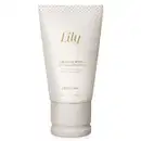 Bisnaga branca com tampa bege e letras marrons contendo 50g de creem de mãos acetinado hidratante da marca Lily.