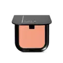 Blush em pó mate Luminoso Coral Make B. na cor coral em estojo quadrado preto de cantos arredondados e o nome da marca gravado na tampa em letras brancas.