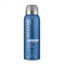 Frasco azul com rótulo e tampa nas cores prata e cinza contendo 75g/125ml de desodorante antitranspirante aerossol Quasar Rush.